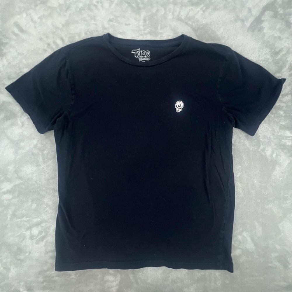 Taco Tuesday Black T Shirt Skeleton Volcano Tropical Graphic Print‎ Size L